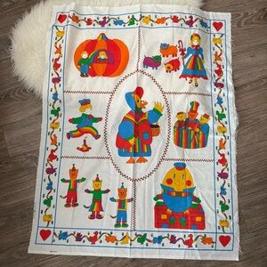 Vintage Nursery Rhymes Rainbow Baby Quilt Panel